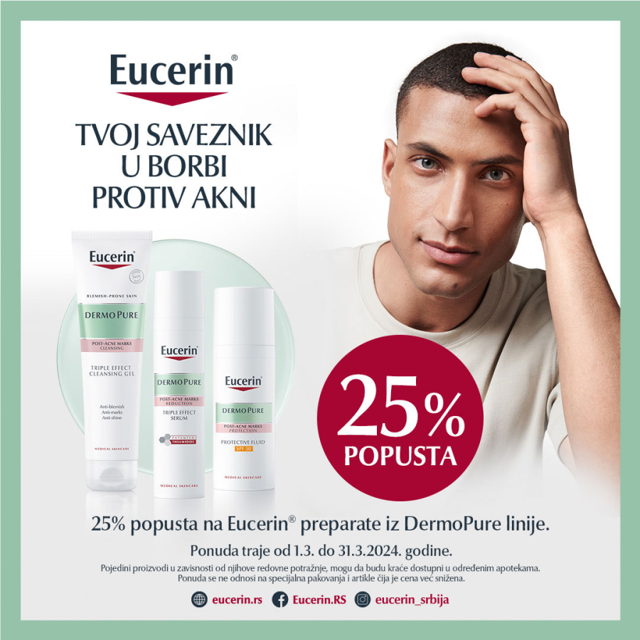 Eucerin mesec masne kože - popust 25% 1.3.-31.3.2024.