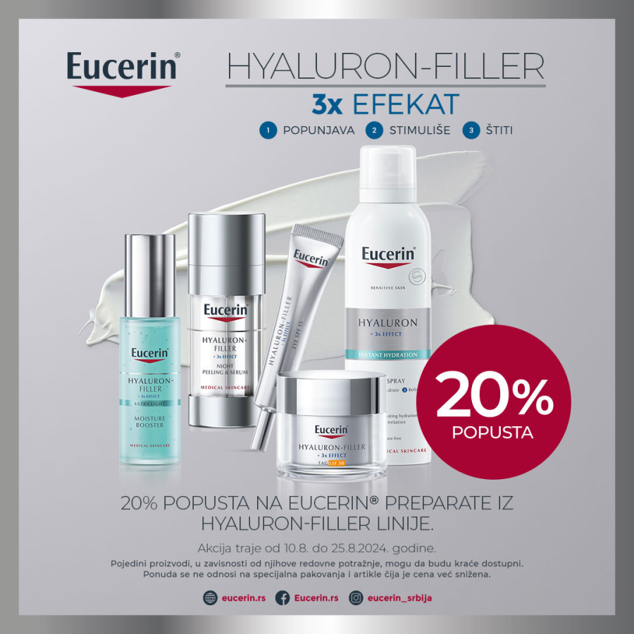 10.-25.8. popust 20% na proizvode iz linije Eucerin hyaluron-filler